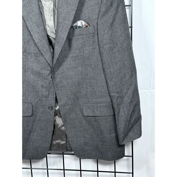 Vtg Haggar Houndstooth Blazer Jacket Mens 40R Gray Wool Blend Eclectic Grandpa - Picture 5 of 14